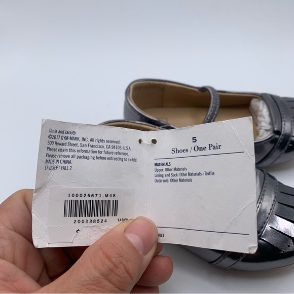 NWT Janie and Jack Metallic Mary Jane Dress Shoes size 5 baby shoes flats 1083 - Picture 6 of 7